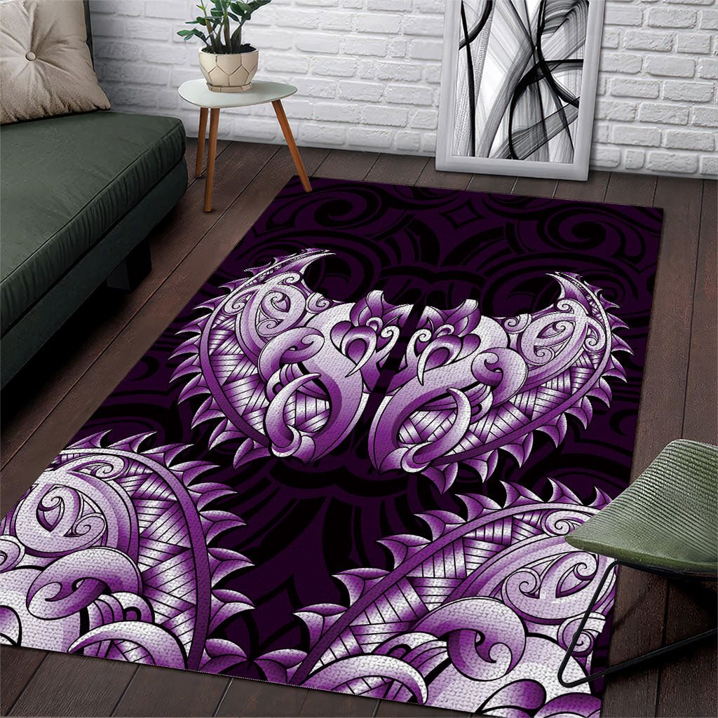 New Zealand Ta Moko Area Rug Aotearoa Maori Chest Tattoo Purple LT14 Purple - Polynesian Pride