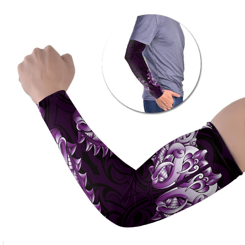 New Zealand Ta Moko Arm Sleeves Aotearoa Maori Chest Tattoo Purple LT14 Set of 2 Purple - Polynesian Pride