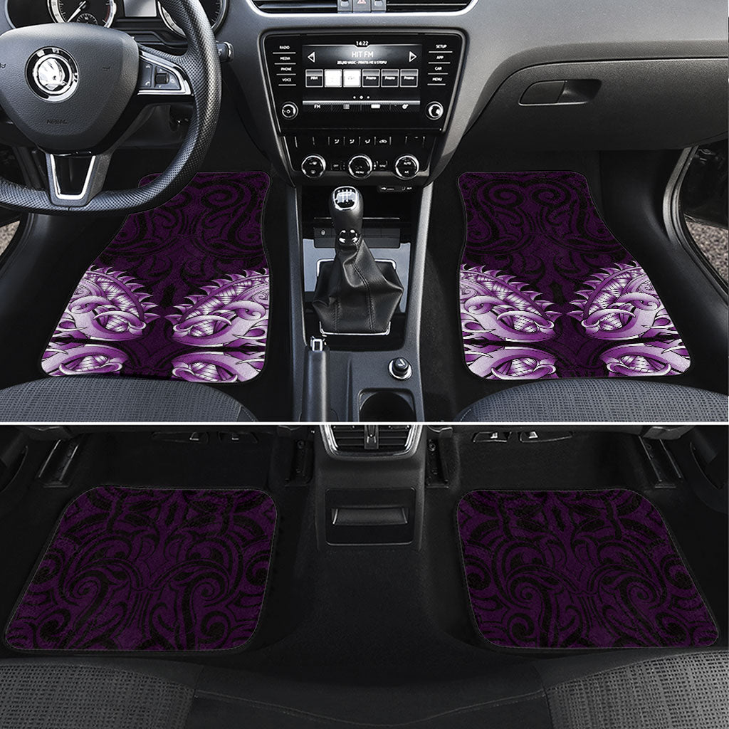 New Zealand Ta Moko Car Mats Aotearoa Maori Chest Tattoo Purple LT14 Set 4pcs Purple - Polynesian Pride