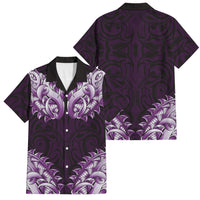 New Zealand Ta Moko Family Matching Off Shoulder Maxi Dress and Hawaiian Shirt Aotearoa Maori Chest Tattoo Purple