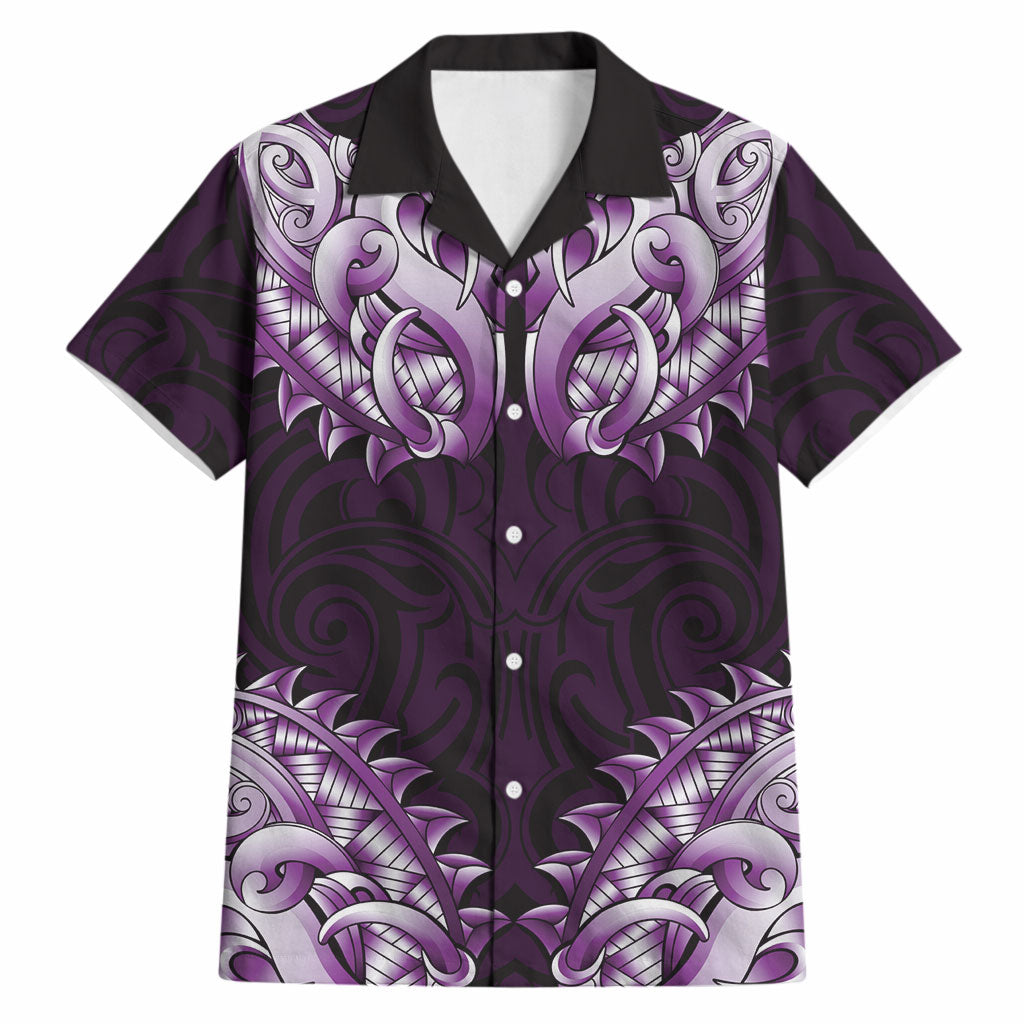 New Zealand Ta Moko Hawaiian Shirt Aotearoa Maori Chest Tattoo Purple LT14 Purple - Polynesian Pride