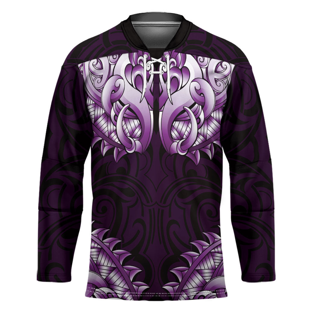 New Zealand Ta Moko Hockey Jersey Aotearoa Maori Chest Tattoo Purple LT14 Unisex Purple - Polynesian Pride