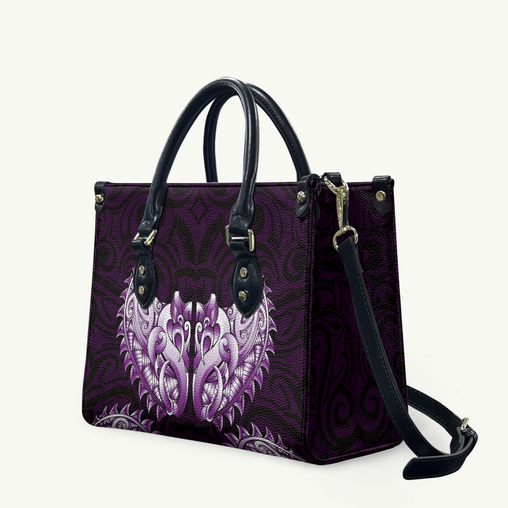 New Zealand Ta Moko Leather Bag Aotearoa Maori Chest Tattoo Purple LT14 Purple - Polynesian Pride