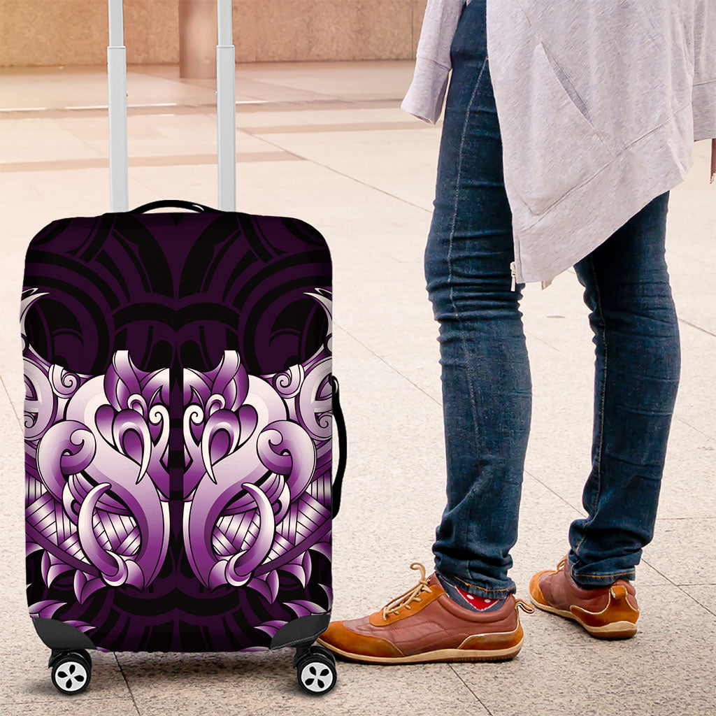 New Zealand Ta Moko Luggage Cover Aotearoa Maori Chest Tattoo Purple LT14 Purple - Polynesian Pride