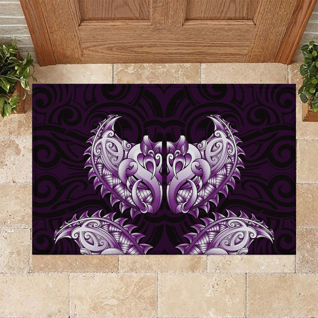 New Zealand Ta Moko Rubber Doormat Aotearoa Maori Chest Tattoo Purple LT14 Purple - Polynesian Pride