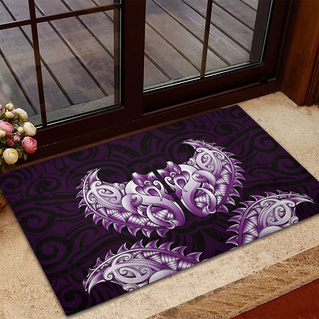 New Zealand Ta Moko Rubber Doormat Aotearoa Maori Chest Tattoo Purple