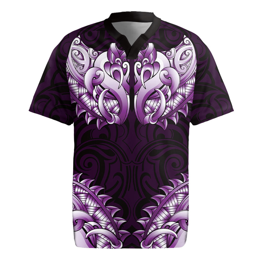 New Zealand Ta Moko Rugby Jersey Aotearoa Maori Chest Tattoo Purple LT14 Purple - Polynesian Pride