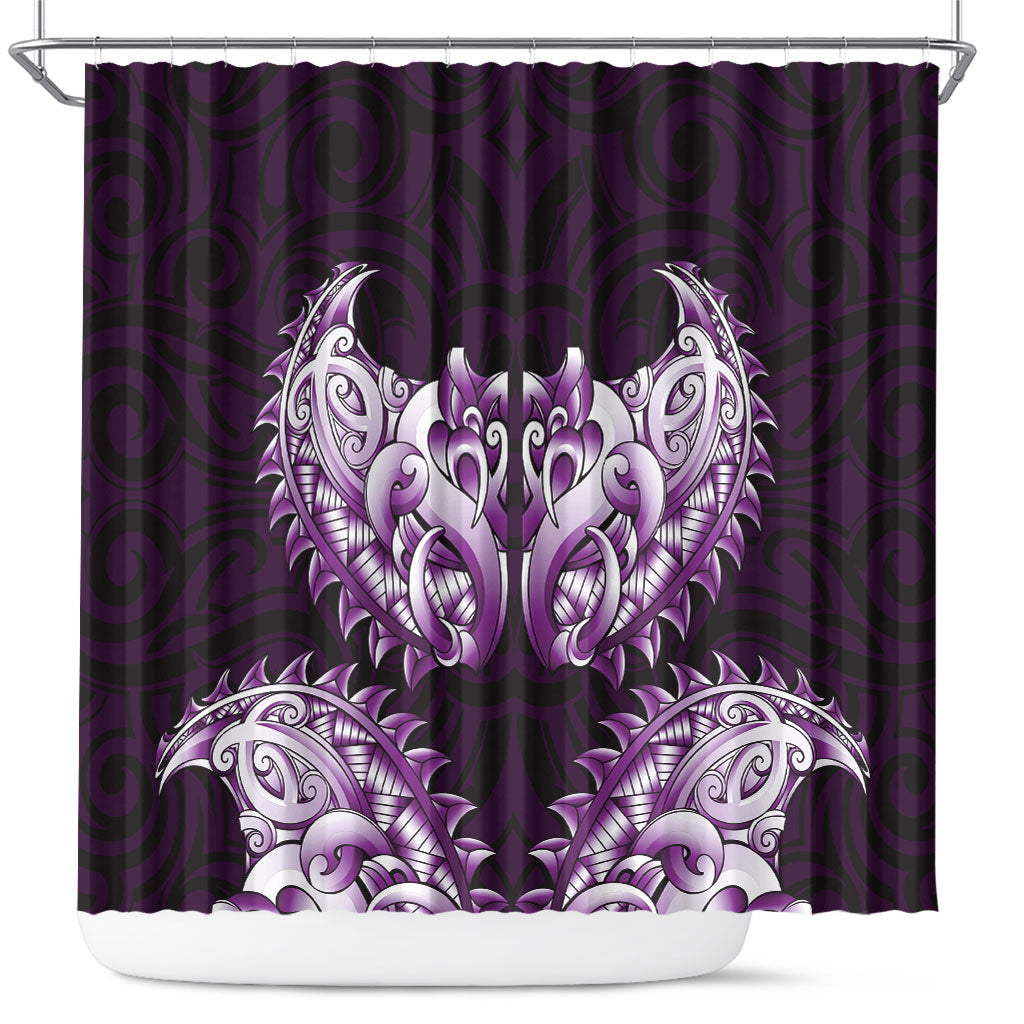 New Zealand Ta Moko Shower Curtain Aotearoa Maori Chest Tattoo Purple LT14 Purple - Polynesian Pride