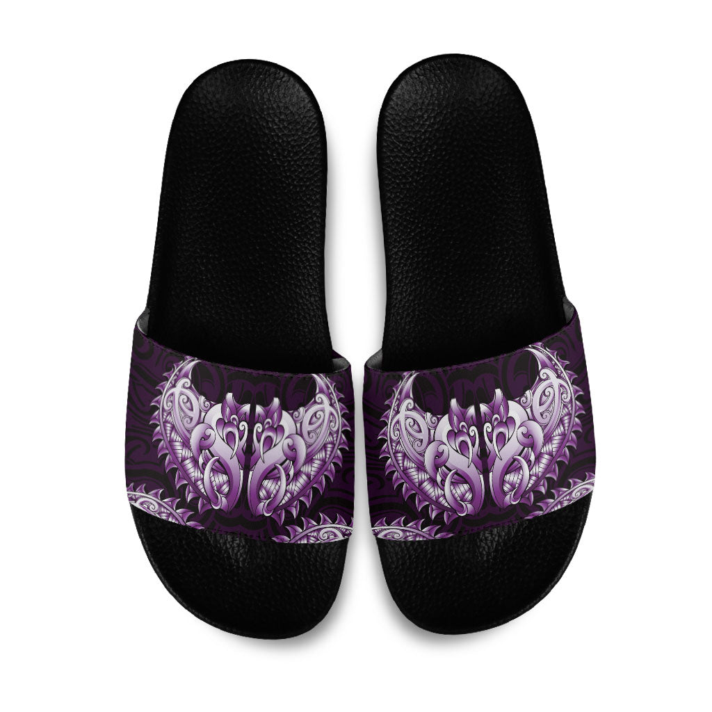 New Zealand Ta Moko Slide Sandals Aotearoa Maori Chest Tattoo Purple LT14 Purple - Polynesian Pride