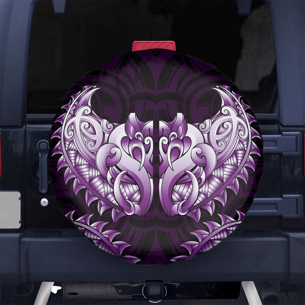 New Zealand Ta Moko Spare Tire Cover Aotearoa Maori Chest Tattoo Purple LT14 No hole Purple - Polynesian Pride