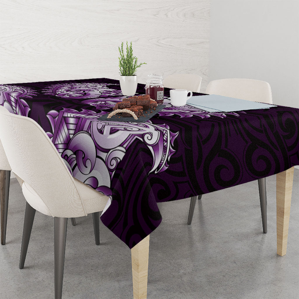 New Zealand Ta Moko Tablecloth Aotearoa Maori Chest Tattoo Purple
