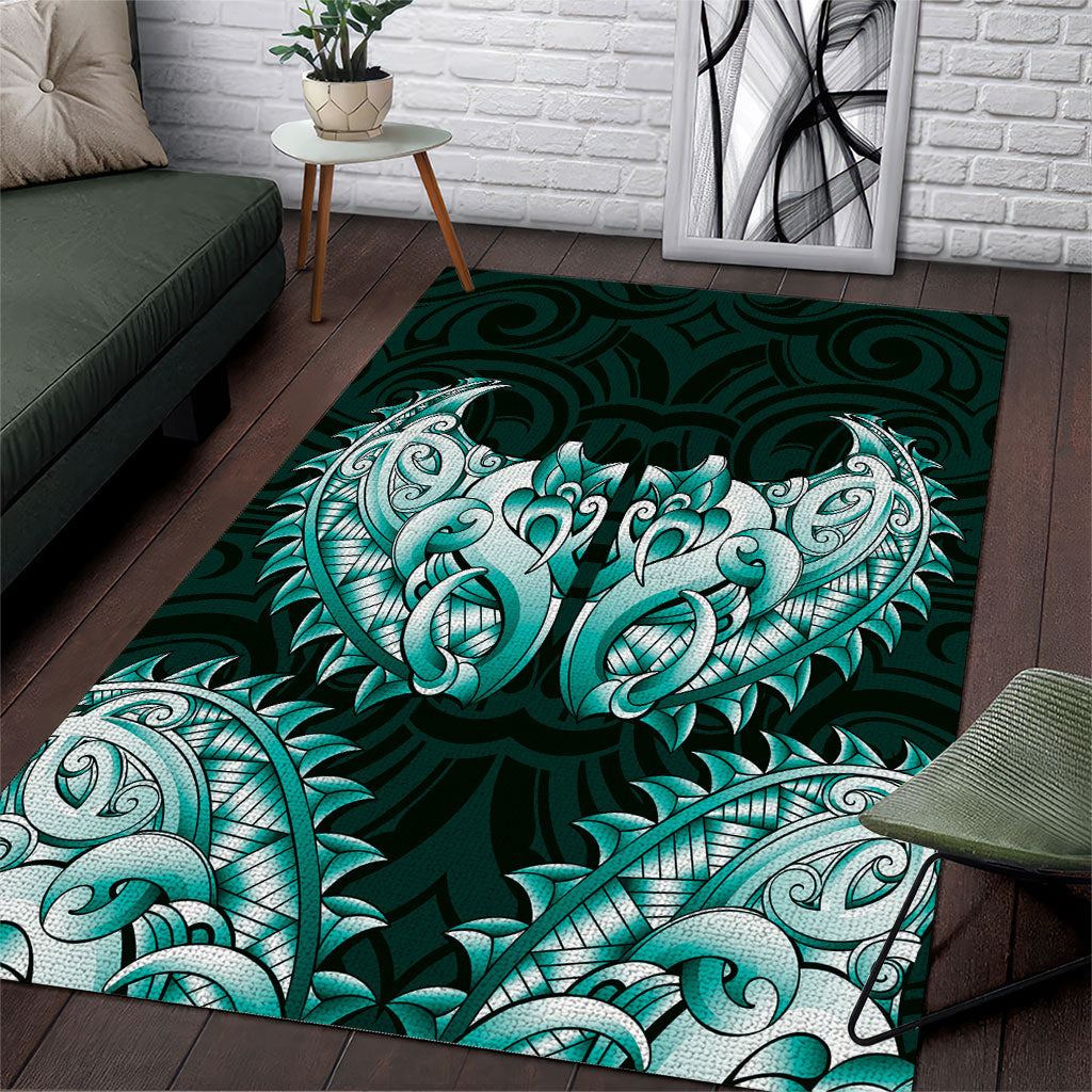 New Zealand Ta Moko Area Rug Aotearoa Maori Chest Tattoo Turquoise LT14 Turquoise - Polynesian Pride
