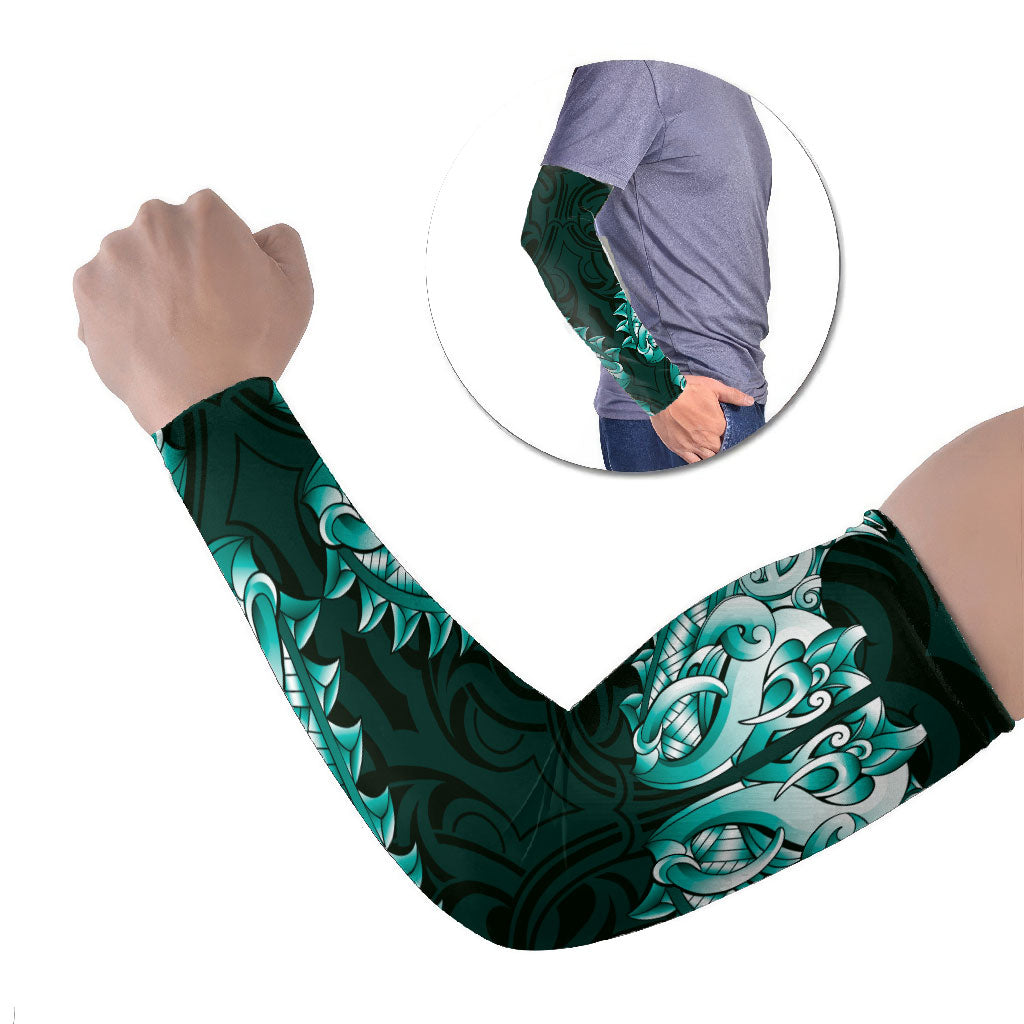 New Zealand Ta Moko Arm Sleeves Aotearoa Maori Chest Tattoo Turquoise LT14 Set of 2 Turquoise - Polynesian Pride