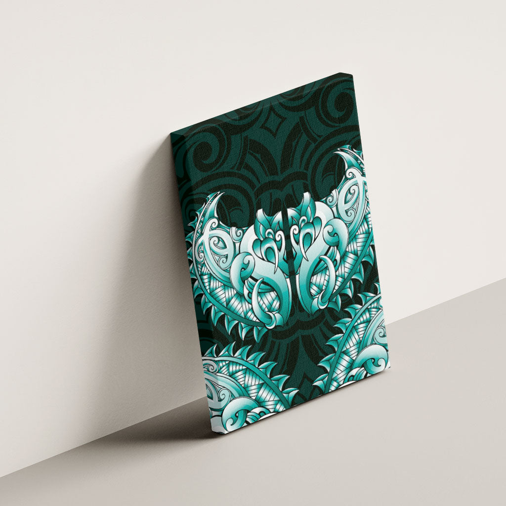 New Zealand Ta Moko Canvas Wall Art Aotearoa Maori Chest Tattoo Turquoise