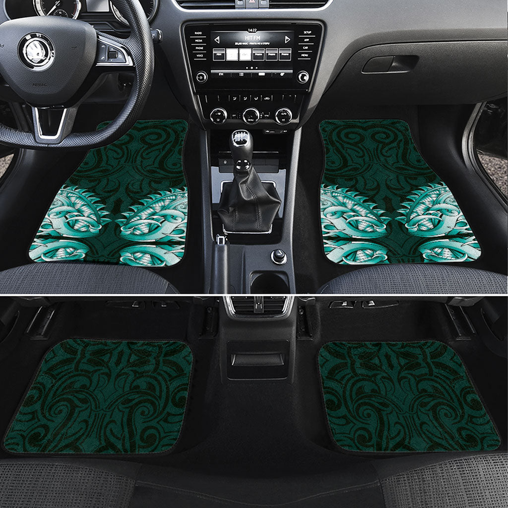 New Zealand Ta Moko Car Mats Aotearoa Maori Chest Tattoo Turquoise LT14 Set 4pcs Turquoise - Polynesian Pride