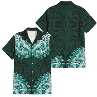 New Zealand Ta Moko Family Matching Off Shoulder Maxi Dress and Hawaiian Shirt Aotearoa Maori Chest Tattoo Turquoise