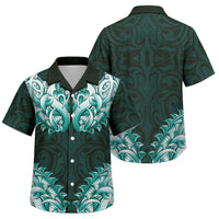 New Zealand Ta Moko Family Matching Short Sleeve Bodycon Dress and Hawaiian Shirt Aotearoa Maori Chest Tattoo Turquoise