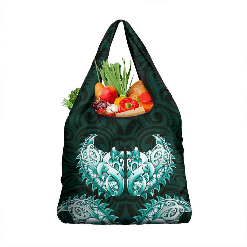 New Zealand Ta Moko Grocery Bag Aotearoa Maori Chest Tattoo Turquoise LT14 1-pack One Size Turquoise - Polynesian Pride