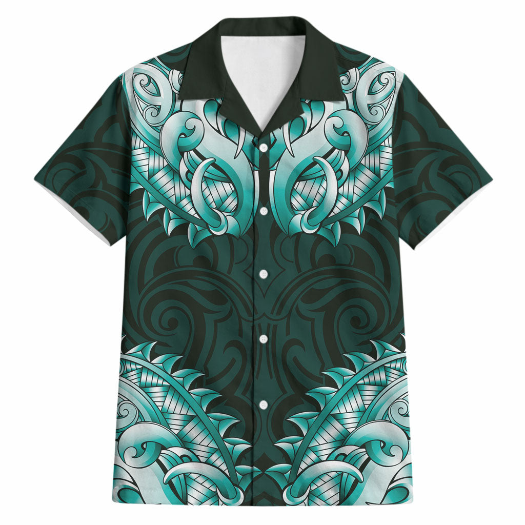 New Zealand Ta Moko Hawaiian Shirt Aotearoa Maori Chest Tattoo Turquoise LT14 Turquoise - Polynesian Pride