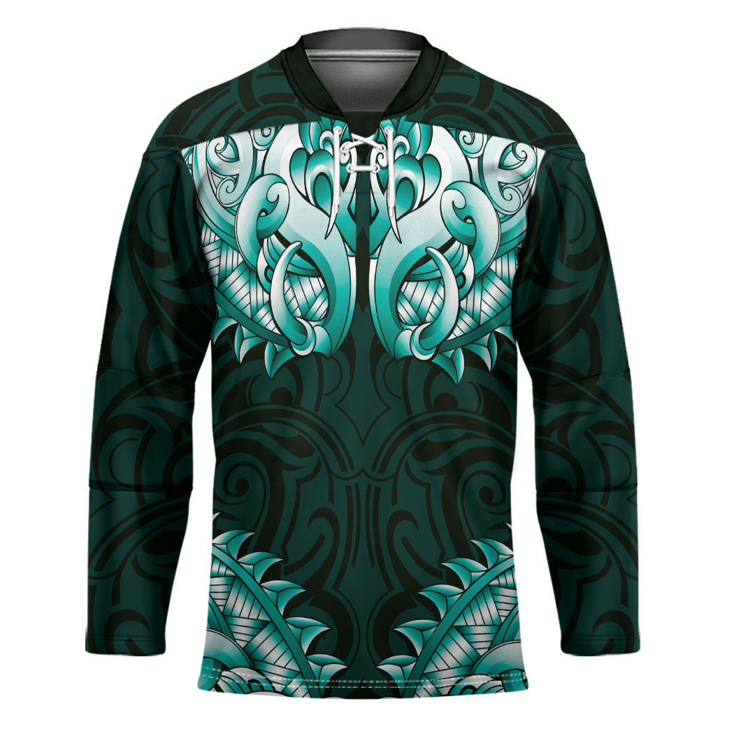 New Zealand Ta Moko Hockey Jersey Aotearoa Maori Chest Tattoo Turquoise LT14 Unisex Turquoise - Polynesian Pride