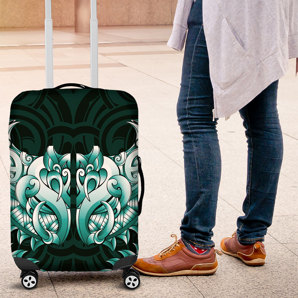 New Zealand Ta Moko Luggage Cover Aotearoa Maori Chest Tattoo Turquoise LT14 Turquoise - Polynesian Pride