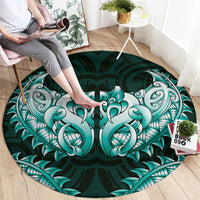 New Zealand Ta Moko Round Carpet Aotearoa Maori Chest Tattoo Turquoise