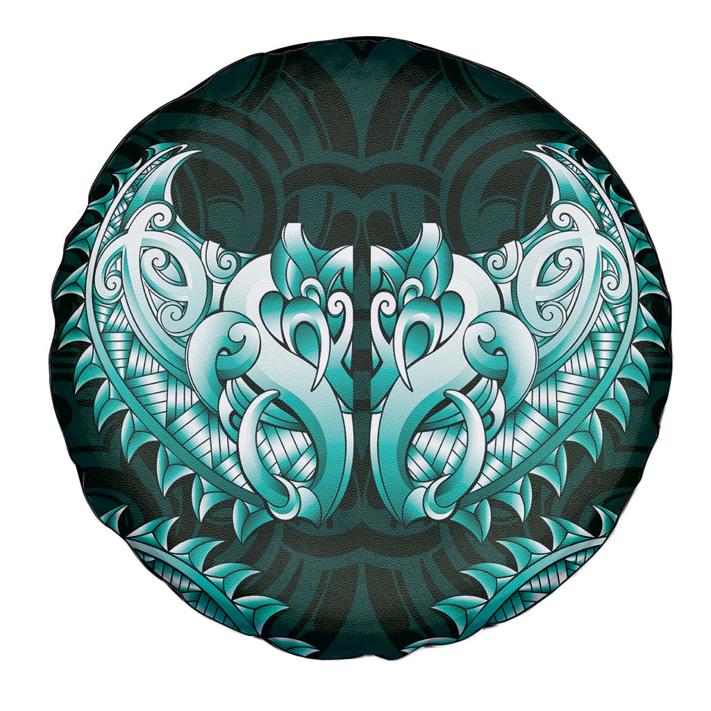 New Zealand Ta Moko Spare Tire Cover Aotearoa Maori Chest Tattoo Turquoise