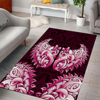 New Zealand Ta Moko Area Rug Aotearoa Maori Chest Tattoo Pink