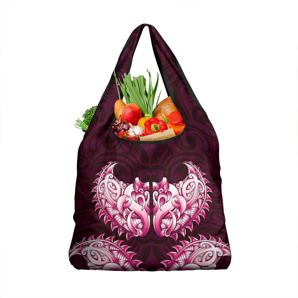 New Zealand Ta Moko Grocery Bag Aotearoa Maori Chest Tattoo Pink LT14 1-pack One Size Pink - Polynesian Pride