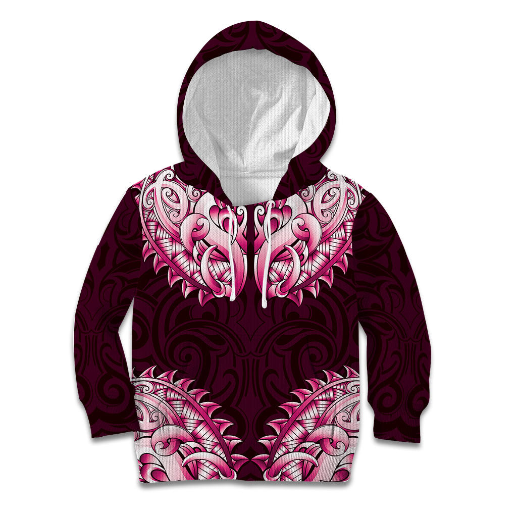 New Zealand Ta Moko Kid Hoodie Aotearoa Maori Chest Tattoo Pink LT14 Hoodie Pink - Polynesian Pride