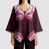 New Zealand Ta Moko Kimono Sleeve Blouse Aotearoa Maori Chest Tattoo Pink