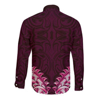New Zealand Ta Moko Long Sleeve Button Shirt Aotearoa Maori Chest Tattoo Pink