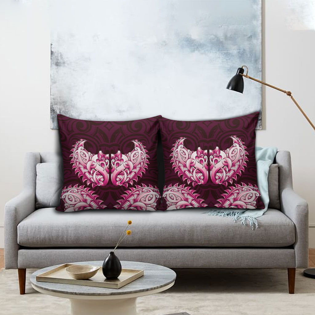 New Zealand Ta Moko Pillow Cover Aotearoa Maori Chest Tattoo Pink