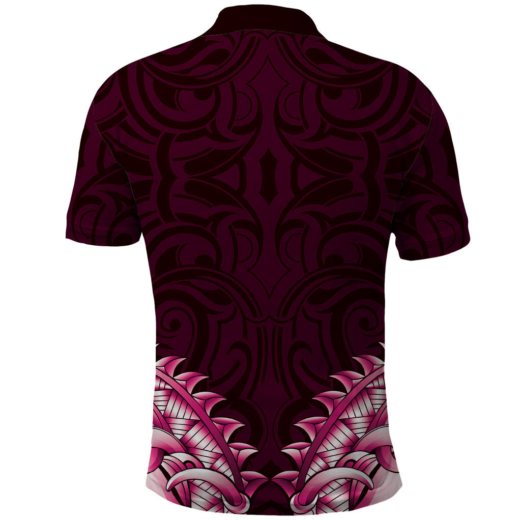 New Zealand Ta Moko Polo Shirt Aotearoa Maori Chest Tattoo Pink