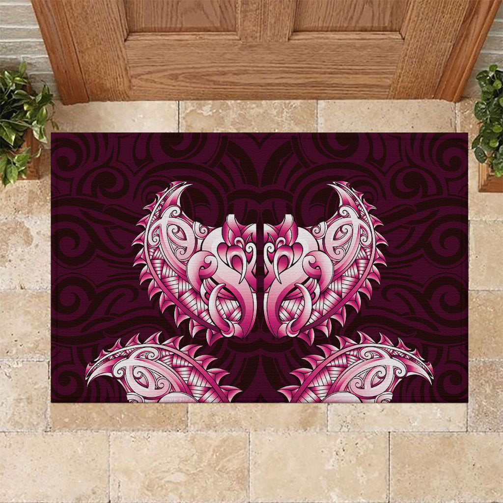 New Zealand Ta Moko Rubber Doormat Aotearoa Maori Chest Tattoo Pink LT14 Pink - Polynesian Pride