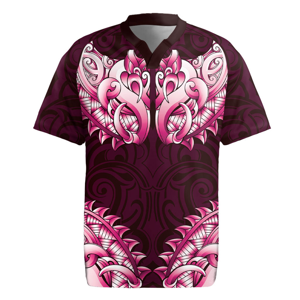 New Zealand Ta Moko Rugby Jersey Aotearoa Maori Chest Tattoo Pink LT14 Pink - Polynesian Pride