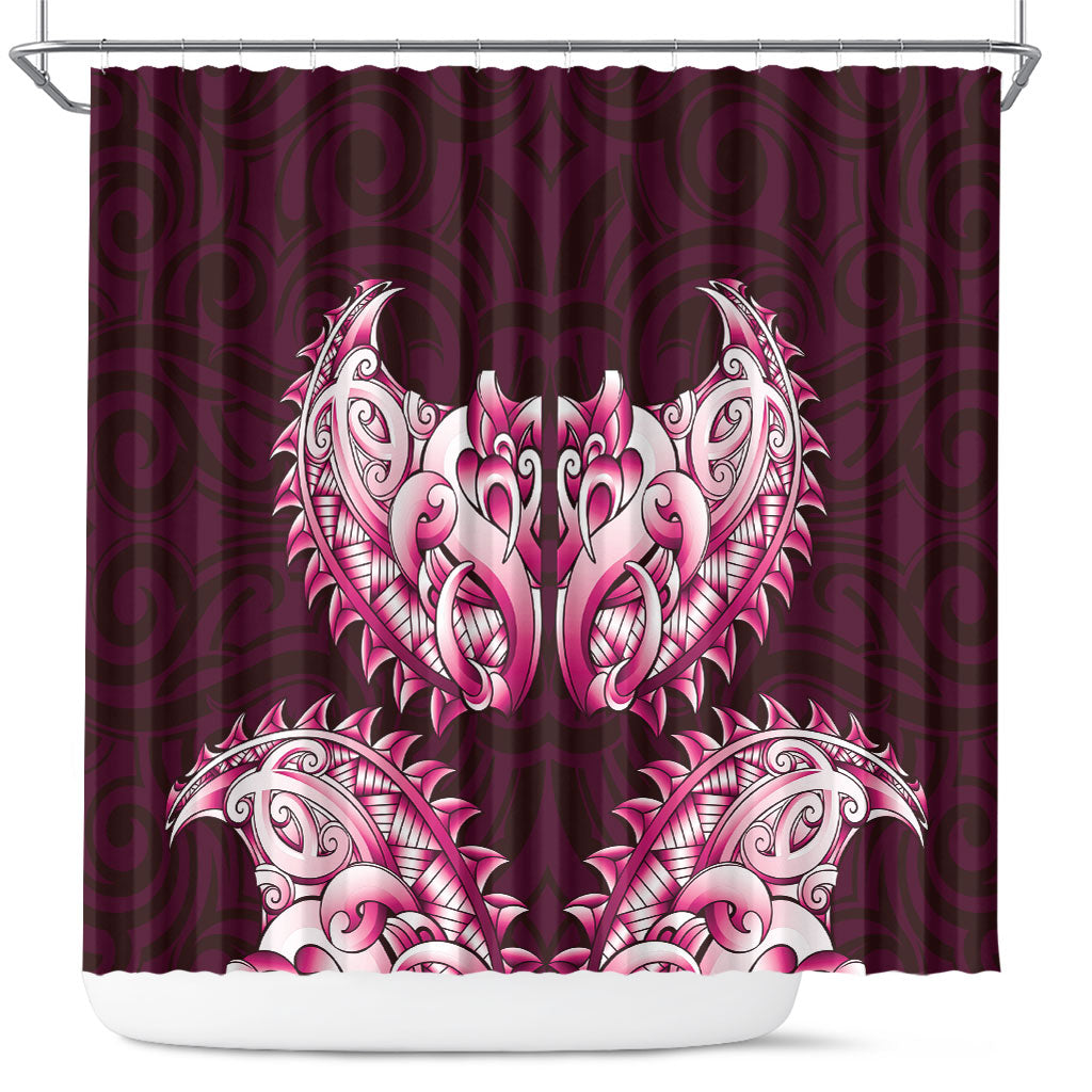 New Zealand Ta Moko Shower Curtain Aotearoa Maori Chest Tattoo Pink LT14 Pink - Polynesian Pride