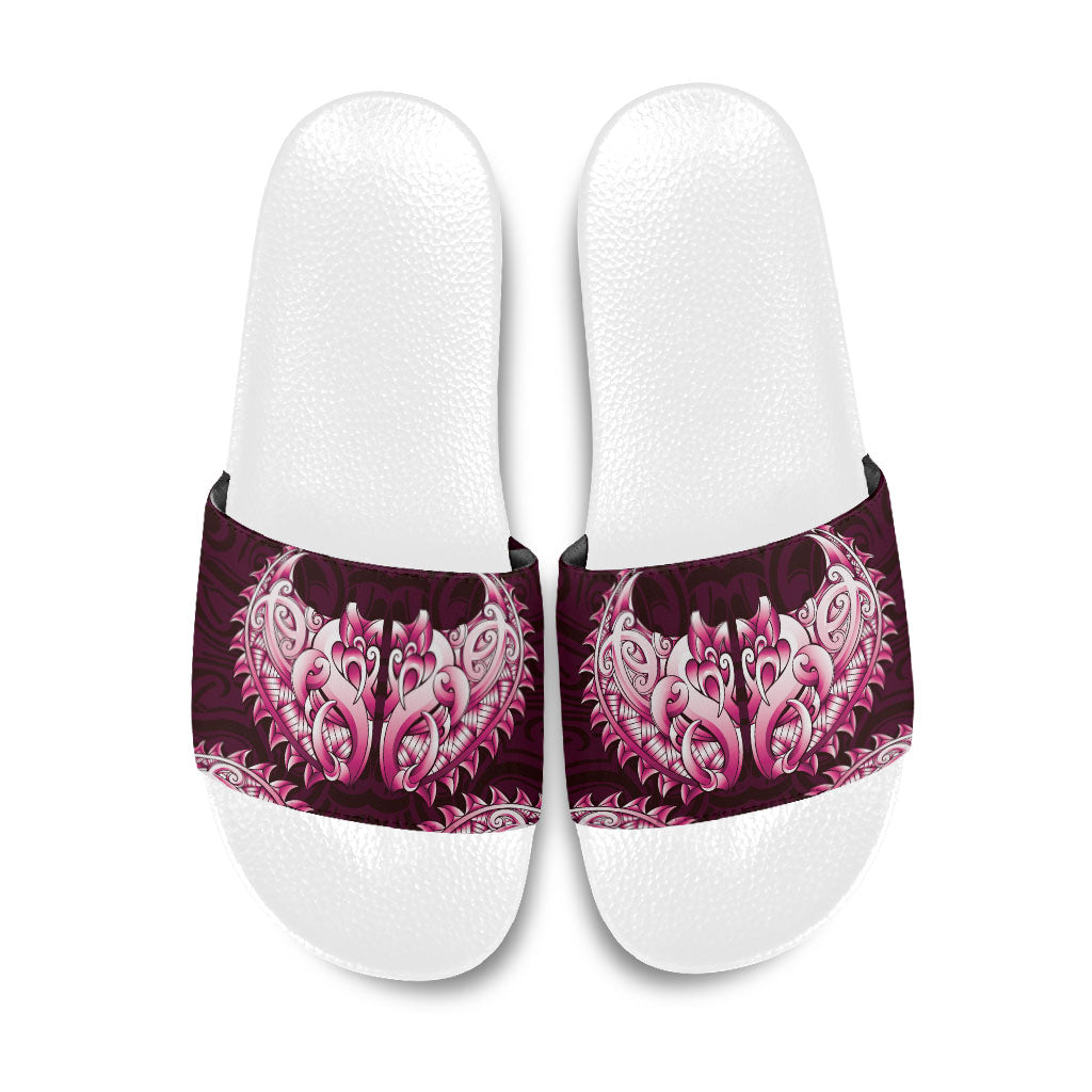 New Zealand Ta Moko Slide Sandals Aotearoa Maori Chest Tattoo Pink
