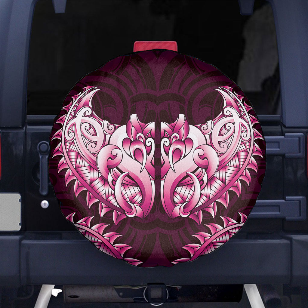 New Zealand Ta Moko Spare Tire Cover Aotearoa Maori Chest Tattoo Pink LT14 No hole Pink - Polynesian Pride