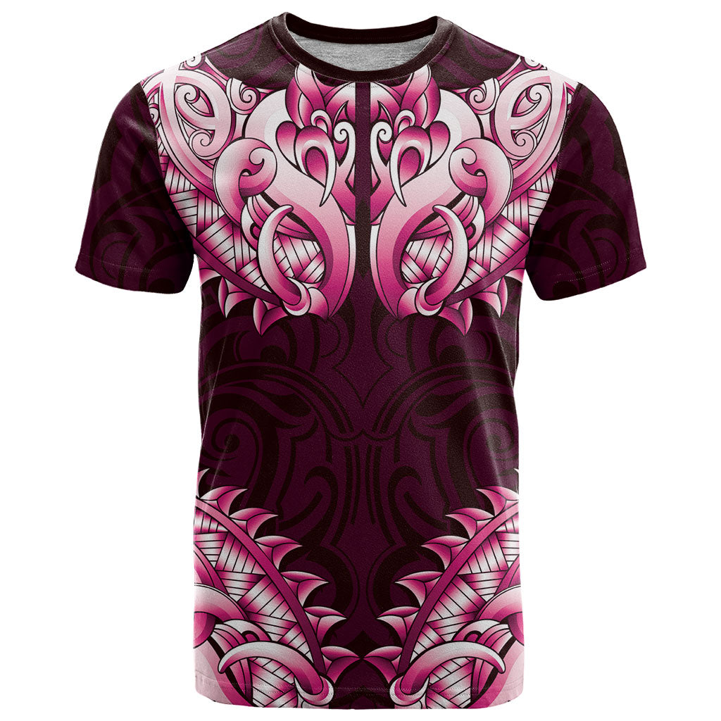 New Zealand Ta Moko T Shirt Aotearoa Maori Chest Tattoo Pink LT14 Pink - Polynesian Pride