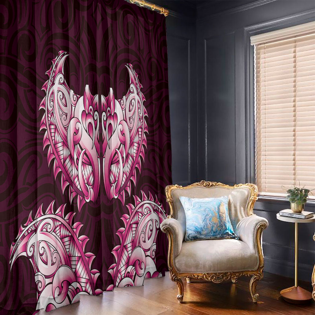 New Zealand Ta Moko Window Curtain Aotearoa Maori Chest Tattoo Pink