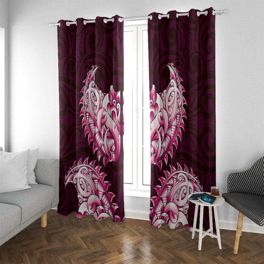 New Zealand Ta Moko Window Curtain Aotearoa Maori Chest Tattoo Pink