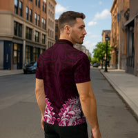 New Zealand Ta Moko Zipper Polo Shirt Aotearoa Maori Chest Tattoo Pink
