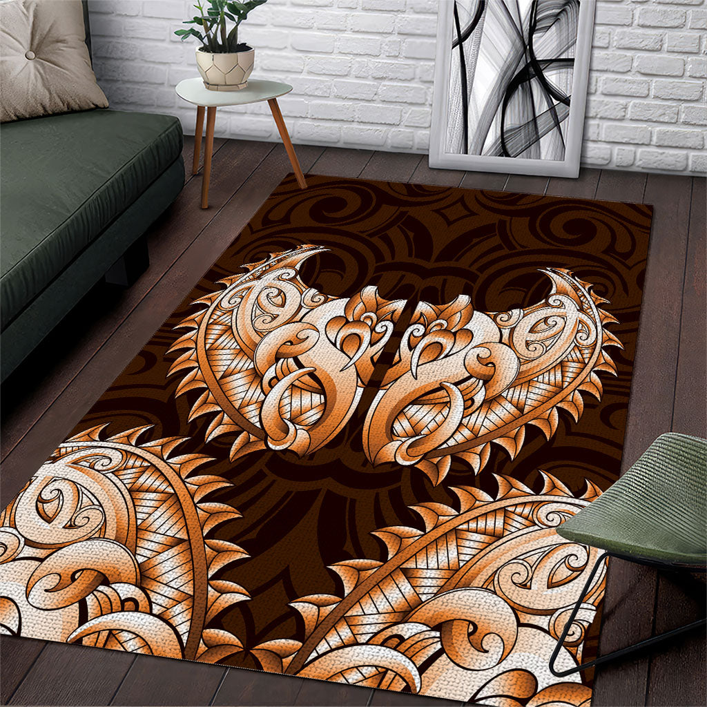 New Zealand Ta Moko Area Rug Aotearoa Maori Chest Tattoo Orange LT14 Orange - Polynesian Pride