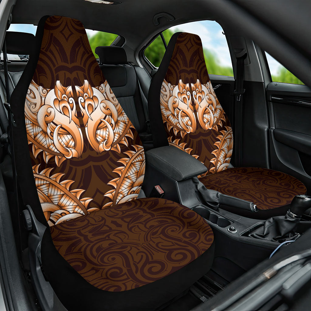New Zealand Ta Moko Car Seat Cover Aotearoa Maori Chest Tattoo Orange LT14 One Size Orange - Polynesian Pride