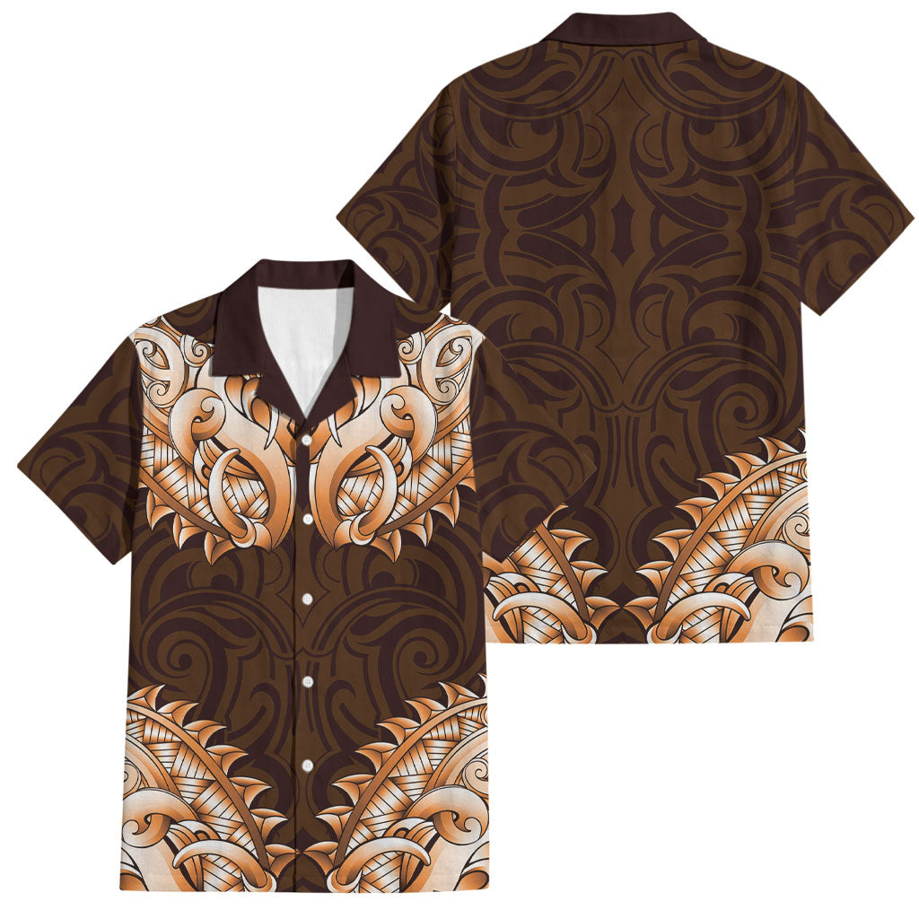 New Zealand Ta Moko Family Matching Mermaid Dress and Hawaiian Shirt Aotearoa Maori Chest Tattoo Orange