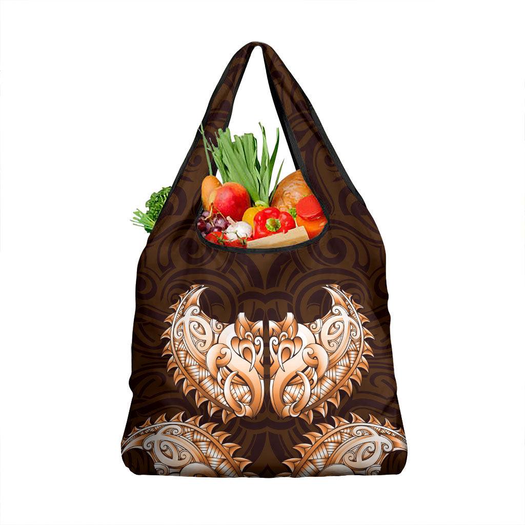 New Zealand Ta Moko Grocery Bag Aotearoa Maori Chest Tattoo Orange LT14 1-pack One Size Orange - Polynesian Pride