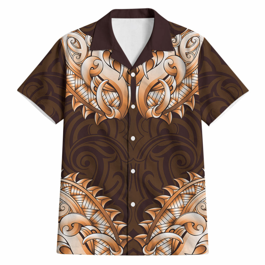 New Zealand Ta Moko Hawaiian Shirt Aotearoa Maori Chest Tattoo Orange LT14 Orange - Polynesian Pride