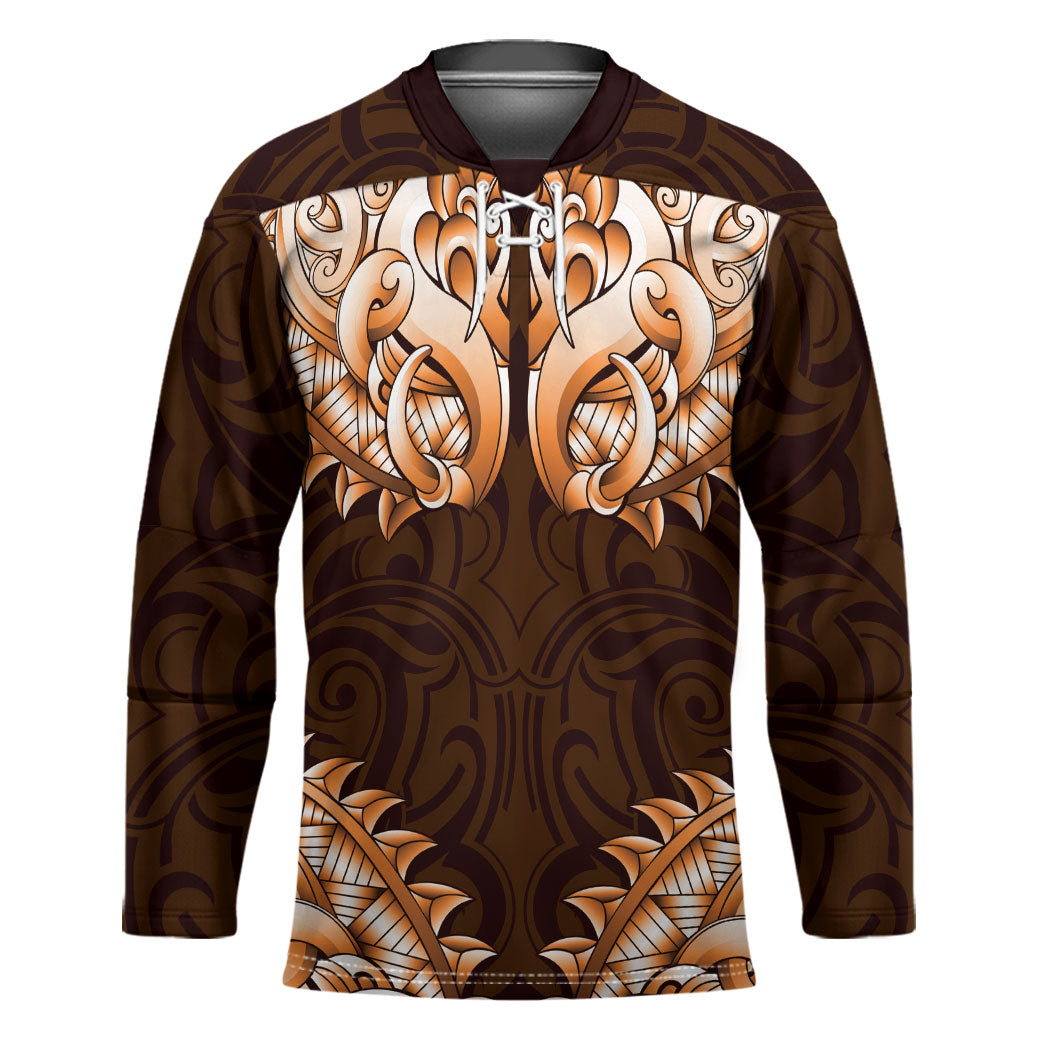 New Zealand Ta Moko Hockey Jersey Aotearoa Maori Chest Tattoo Orange LT14 Unisex Orange - Polynesian Pride