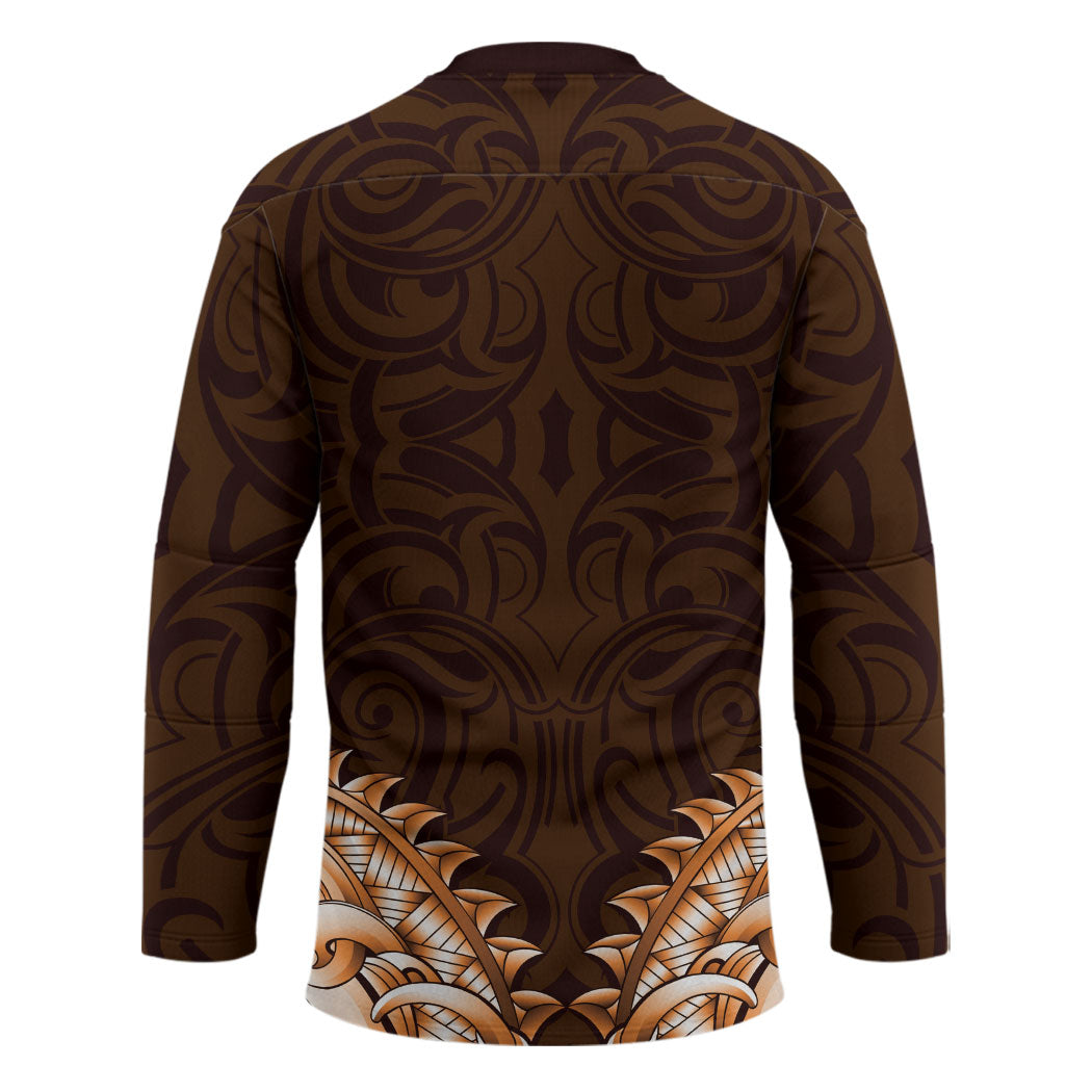 New Zealand Ta Moko Hockey Jersey Aotearoa Maori Chest Tattoo Orange